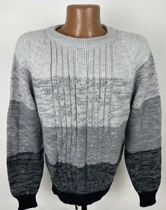 Vintage 90s Colorblock Sweater XL Ribbed Raglan Crewneck Heather Gray Minimal - Bild 1 von 12