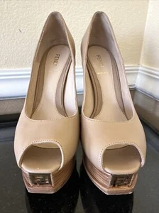 fendi platform Peep Toes 38 1/2 Neutrals Runs Small - Picture 1 of 6