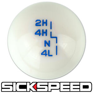 WHITE WITH BLUE INLAY TRANSFER CASE SHIFT KNOB FOR JEEP YJ TJ JK GEAR SHIFTER 