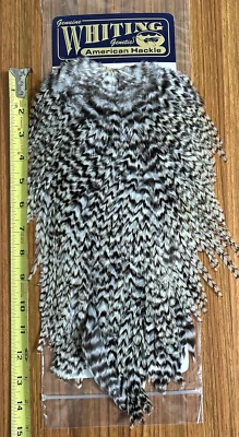 Sillín Whiting American Rooster, Grizzly, atar moscas Foto 1 de 2