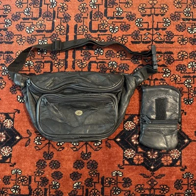 Vintage 80s Taurus Collection Leather Fanny Pack With Wallet/Glass Case - Image 1 of 2