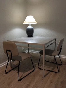 Gray Marble Like Top Breakfast Nook Table With Two Chairs - Picture 1 of 6