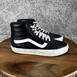 Vans Black Leather High Top Sneaker Shoes Mens Size 7 / Womens 8.5 - Picture 1 of 9
