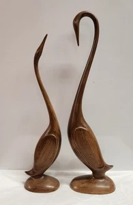 (2) Vintage MCM Arnel’s Pottery Brown Crane Heron Egret Pair Figures - Picture 1 of 8