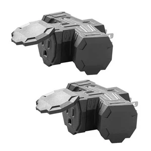 2 Pack Outdoor Plug Outlet Splitter, 3 Way Outlets Power Extender with Safe - Picture 1 of 8