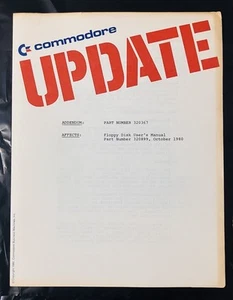 Commodore Update Manual Insert, 1980, Part 320367, for Floppy Disk Manual 320899 - Picture 1 of 5