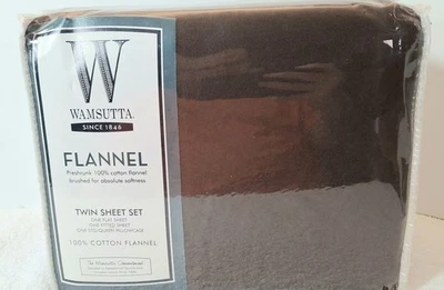 NUEVO JUEGO DE SÁBANAS DOBLES DE FRANELA CEPILLADA WAMSUTTA 100% ALGODÓN-CHOCOLATE  Foto 1 de 4