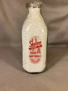 Botella de leche de vidrio de 1 cuarto de galón SKYLINE FARMS COMPANY, ¡Lincoln, Nebraska!! - Imagen 1 de 2