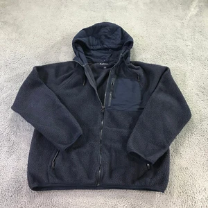J Crew Jacket Mens Medium Hoodie Full Zip Sherpa Zip-front Hooded Jacket K4296 - Picture 1 of 11