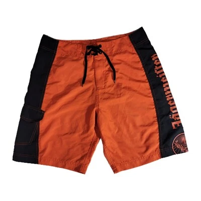 Bañador Jagermeister para Hombres Naranja y Negro Talla Mediana Logo Board Shorts Playa Foto 1 de 4