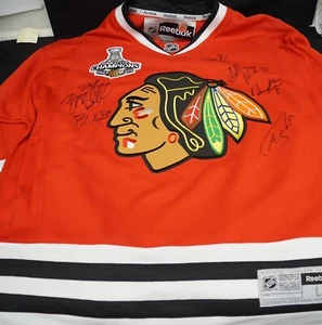 2013 CHICAGO BLACKHAWKS Multi-Signed REEBOCK Jersey 6 Signatures PSA/DNA LOA - Picture 1 of 8