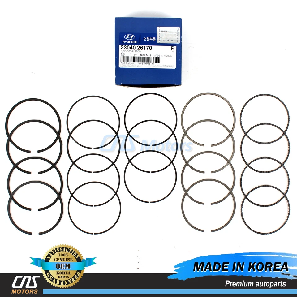 GENUINE Engine Piston Ring Set for 2006-2010 Hyundai Accent OEM 2304026170 - Image 1 of 3