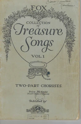 Fox Collection Piano Treasure Songs Vol 1 Two Part Choruses Music Book - Image 1 of 4