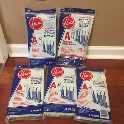(5) 3-Pack Hoover Type A Vacuum Bags For Upright Cleaners (15) Total Bags NOS - Image 1 of 4