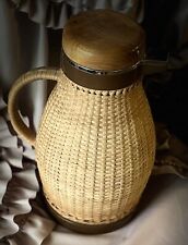 Adorable Vintage Corning Designs Wicker Coffee Carafe Insulated Pitcher