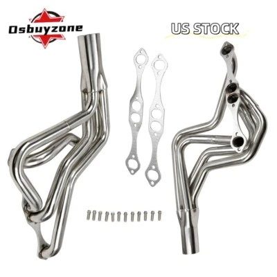 Par de cabezales de escape de tubo largo pulido para Chevy SBC 267-400 V8 1970-1987 nuevos Foto 1 de 4