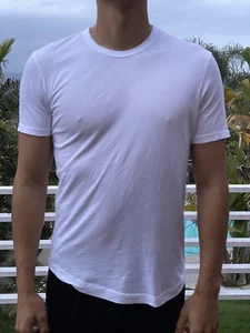 NWT Buck Mason Men's Tee White Pima Cotton Curved Hem T shirt - Picture 1 of 4