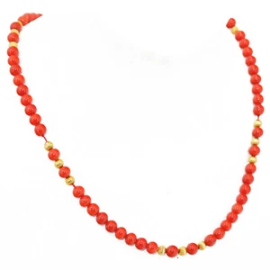 Elegante Vintage Korallenkette mit 14K/585 Gelbgold Perlen um 1950 52 cm #1 - Bild 1 von 5