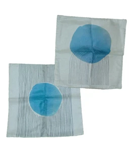 Circle Lines Design Throw Pillow Covers 17.5 X 17.5 New Set Of Two Blue - Picture 1 of 2