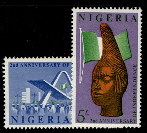 NIGERIA QEII SG120-121, 1962 2nd annniversary of independence set, M MINT Cover