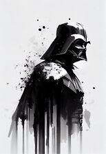 Darth Vader Star Wars Poster Print A3 Size watercolour splatter effect