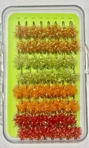 64ea Estaz eggs, 4 Colors of 16ea, #6 Hook, w/Flybox. Salmon & Steelhead! - Picture 1 of 4
