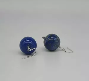 Ohrringe Lapislazuli große Perlen 925 Sterling Silber - Bild 1 von 8