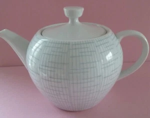 Melitta Teekanne für 2 Tassen grau weiß Gittermuster Bastdekor - Bild 1 von 5