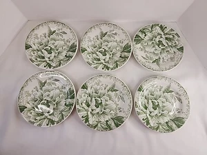 Gien Fleur de Chine French France Set Of 6 Bread Plates 6.5" Green White - Picture 1 of 6