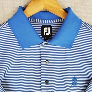 FOOTJOY Größe M Herren blau/weiß gestreift Golf Polo Sport Shirt dehnbar UV+ - Bild 1 von 12