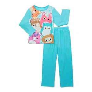 Squashmallows 2 Piece Blue Kids Pajama Set Size 7/8 Long Sleeve Fleece Polyester - Picture 1 of 1