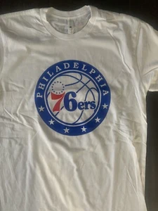 Philadelphia 76ers Basketball White T Shirt- SIZE MEDIUM - Picture 1 of 6