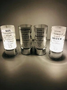 Glass Memorial Tube LED Lights Battery Operated Choice of 4 Sentiments Family - Picture 1 of 14