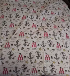 Land of Nod Pirate Twin Fitted & Standard Pillowcase Set White Red Anchor Hook - Picture 1 of 17