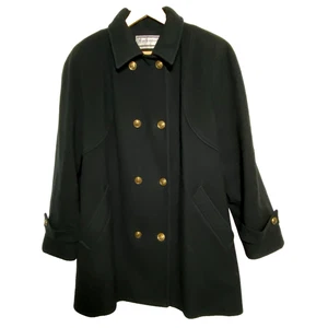 Cappotto vintage Macintosh New England Pea nero lana doppiopetto donna taglia 14 USA - Foto 1 di 13