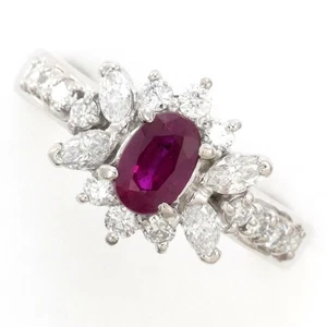 Platinum 900 ring 10.5 size Ruby 0.72 Diamond About7.1g Free shipping Used - Picture 1 of 9