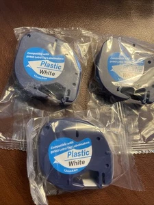 3X Para DYMO LetraTag LT100H LT100T 91331 Plástico Blanco Recargas Etiqueta Cinta 1/2 pulgada - Imagen 1 de 4