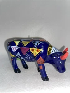 Cow Parade Bull Colorful Flags Pattern Ceramic Ornament Figurine 2000 - Picture 1 of 10