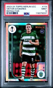 VIKTOR GYOKERES 2023-24 Topps Merlin UCC #113 Refractor Rookie PSA 9 Mint - Picture 1 of 2