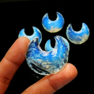 Blue Flashy Opalite Carve Crescent Moon Crystal Chakra Healing Stone - Picture 1 of 3