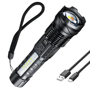 Super Bright 12000000LM LED Flashlight 7 Lighting Models Torch USB Rechargeable - Picture 1 of 17