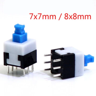 MARKENLOS 7x7mm/8x8mm Mikro Schalter Taster Rastend Momentan 6-Polig Druckschalter On/Off