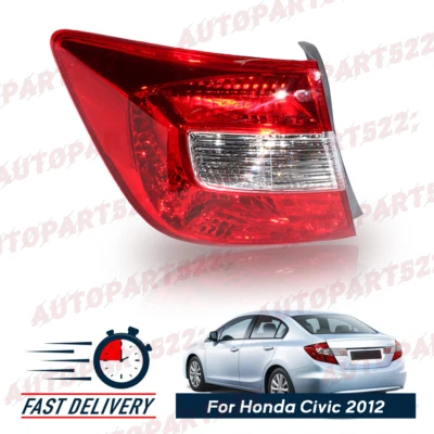 Luz trasera izquierda para Honda Civic 2012 sedán lado del conductor lámpara trasera exterior sin bombilla Foto 1 de 4