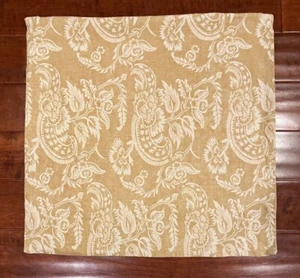 Pottery Barn Gold Cream Paisley Euro Pillow Sham Linen Blend - Picture 1 of 3
