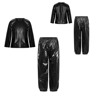 Kids Outfit Crewneck Tracksuit Shiny Sweatsuit Glitter Top And Ttousers Dance - Picture 1 of 62