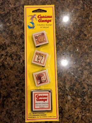 Vintage All Night Media Curious George Dress Up Rubber Stamps & Inkpad NIP Lot 3 - Image 1 of 4