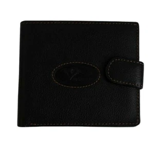 Premium Leather Mens Coin Wallet Embossed Kangaroo Black Tan Australia Souvenir - Picture 1 of 9