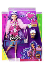 Barbie Extra Doll #6 in Pink Teddy Bear Print Denim Jacket & Matching Shorts New