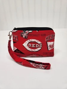 Cincinnati Reds, Coin Purse/Wristlet, Strap, Lined Cotton, Handmade in Ohio - Picture 1 of 3