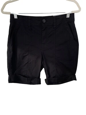 Pantalones Cortos de Carga Chicos Fly Front Informales Popelina Mujeres 2 Mezcla de Algodón Negro Sólido NUEVO Foto 1 de 4